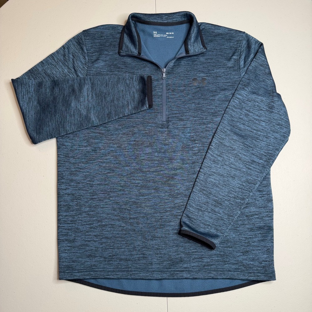 Under Armour ColdGear Mens Medium Blue Space Dye Quarter Zip Fleece Pullover